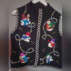 Vintage Design Originals Winter Snowman Vest Size Large
